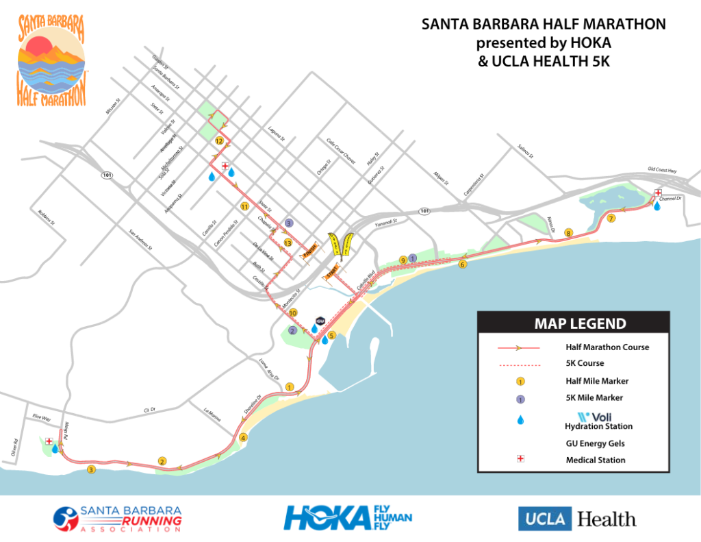 2024 Santa Barbara Half Marathon & 5K course